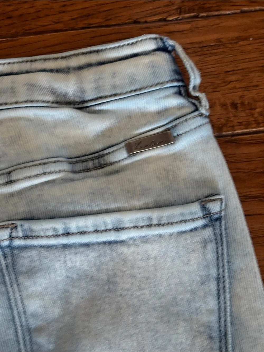 KanCan Light Blue Flare Jeans with Frayed Hem - Picture 8 of 8